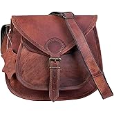 CRAFTSHALTER Vintage Leather Crossbody Satchel, Brown Handcrafted Purse, Adjustable Strap, Leather Woman purses and handbags for Everyday use Sling Shoulder Bag Handmade Bag