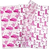 LIAPAWPAW Pink Western Tissue Paper, Coquette Cowgirl Boots & Hat Pattern, Gift Wrapping Tissue Paper for Gift Bags, Packaging, Birthday Party, Christmas, Baby Shower, Craft Decor, 30 Sheets 20x14in