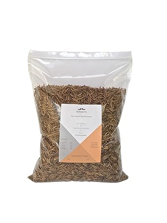 KutuKutu Mehlwürmer getrocknet 1kg - Reptilienfutter, Nagerfutter, Vogelfutter, Mehlwürmer, Koifutter, Fischfutter