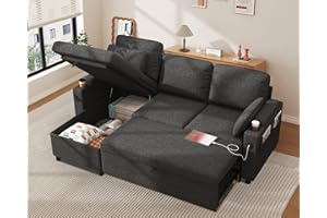 DURASPACE Sofa Bed, Sleeper Sofa Couch with Pullout Bed for Living Room, L Shaped Couch with Storage Chaise, USB, Cup Holder 