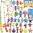 CozyBomB™ Magnetic Fishing Pool Toys Game for Kids - Water Table Bathtub Kiddie Party Toy with Pole Rod Net Plastic Floating 