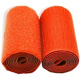 4 inch Neon Orange Hook and Loop Tape Sew On Non-Adhesive Orange Wide Strips Nylon Fastener Interlocking Fabric Tape Excellent Strong Grip Roll for Shoes Uniform Clothes Sewing Bags DIY Crafts