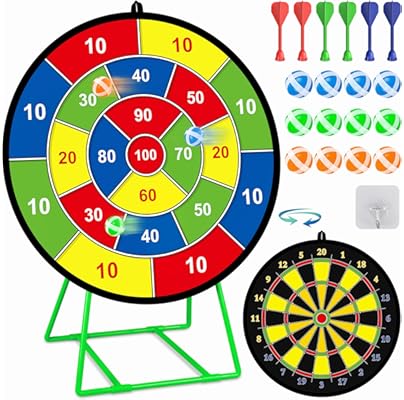MINIFUN Large Dart Board for Kids Double-Sided 1