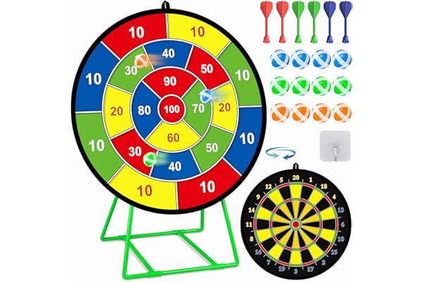 MINIFUN Large Dart Board for Kids Double-Sided 1