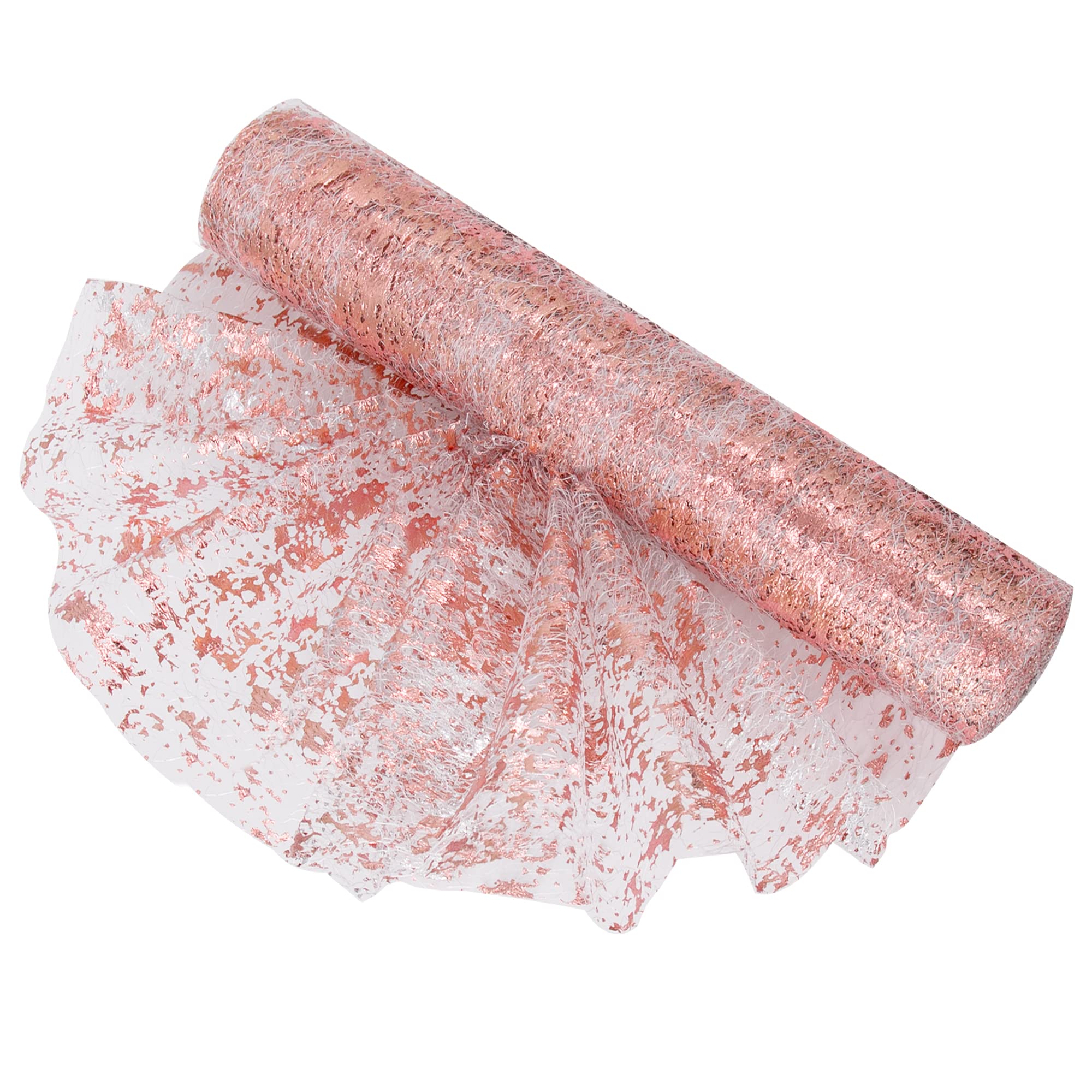 Time to Sparkle Table Runner with Gold Foil 29cm x 15M Sparkling Tulle Roll Gift Floral Wrapping Paper Rolls Glitter Table Decoration for Holidays Wedding Parties and Everyday Decoration (Rose Gold)