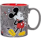 Silver Buffalo Disney Mickey Mouse Pattern Vintage Ceramic Coffee Mug, 20 Ounces