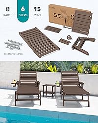 SERWALL Patio Chaise Lounge Chair Set of 2, 5