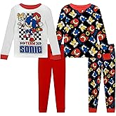 Sonic The Hedgehog 4 Piece Pajama Set - Toddler Boys PJ Set with Long Sleeve Shirt & Pants - Sleepwear Set - Official License