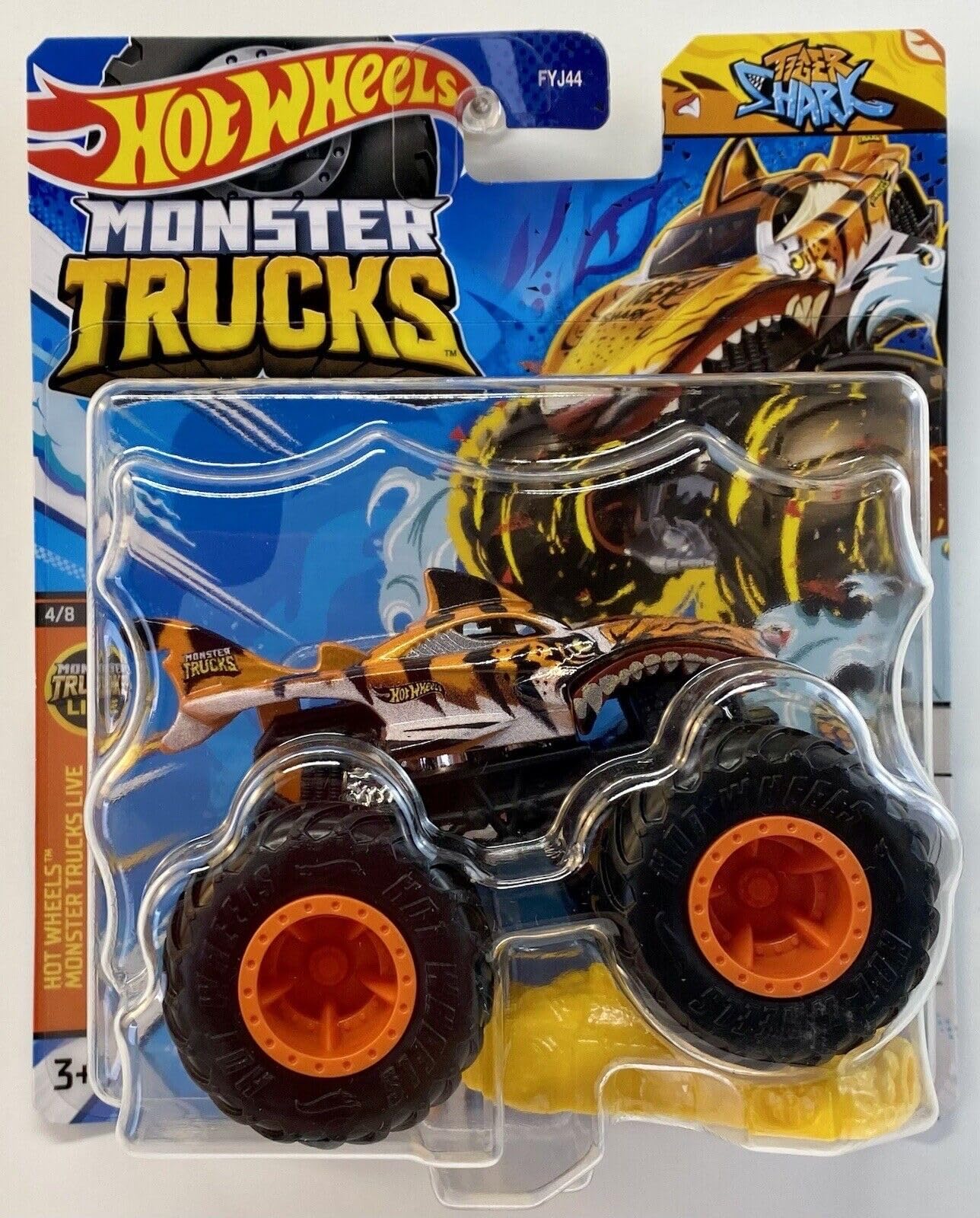 Hot Wheels Monster Trucks Live 4/8 Tiger Shark 1:64 Scale Diecast Model Vehicle