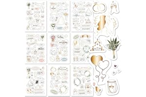 BIROYAL Wedding Stickers for Scrapbook | 9 Sheets Wedding Scrapbook Stickers | 200+ Waterproof Sticker | Bridal Shower Engagement Marriage Anniversary for Engagement Planning Embellishments