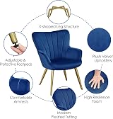 Yaheetech Modern Velvet Tub Chair with Gold Legs Dark Blue view 5