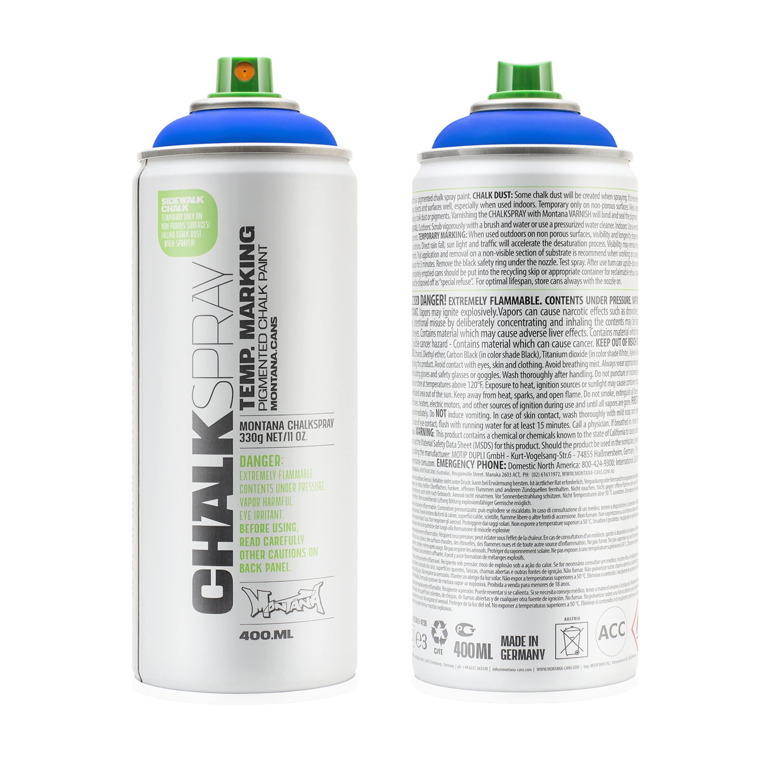 Montana Cans Chalk Spray Paint BLUE Temporary Marking Eco-Friendly