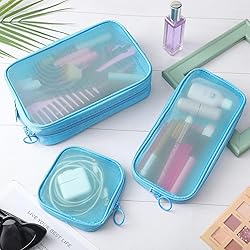 Weewooday 4 Pcs Mesh Makeup Bag Mesh Cosmetic Bag