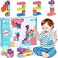COUOMOXA Soft Building Block for Toddler: Large Educational Toys for 6-12 Months and 1-3 Year Old - STEM Soft Rubber Blocks for Preschool Playroom - for Boys and Girls