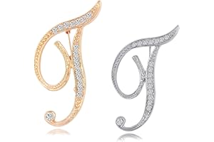 HAFILO 2 pack initial letter brooch pin for women girl 26 letters A-Z fashion brooches collar pins Gold silver