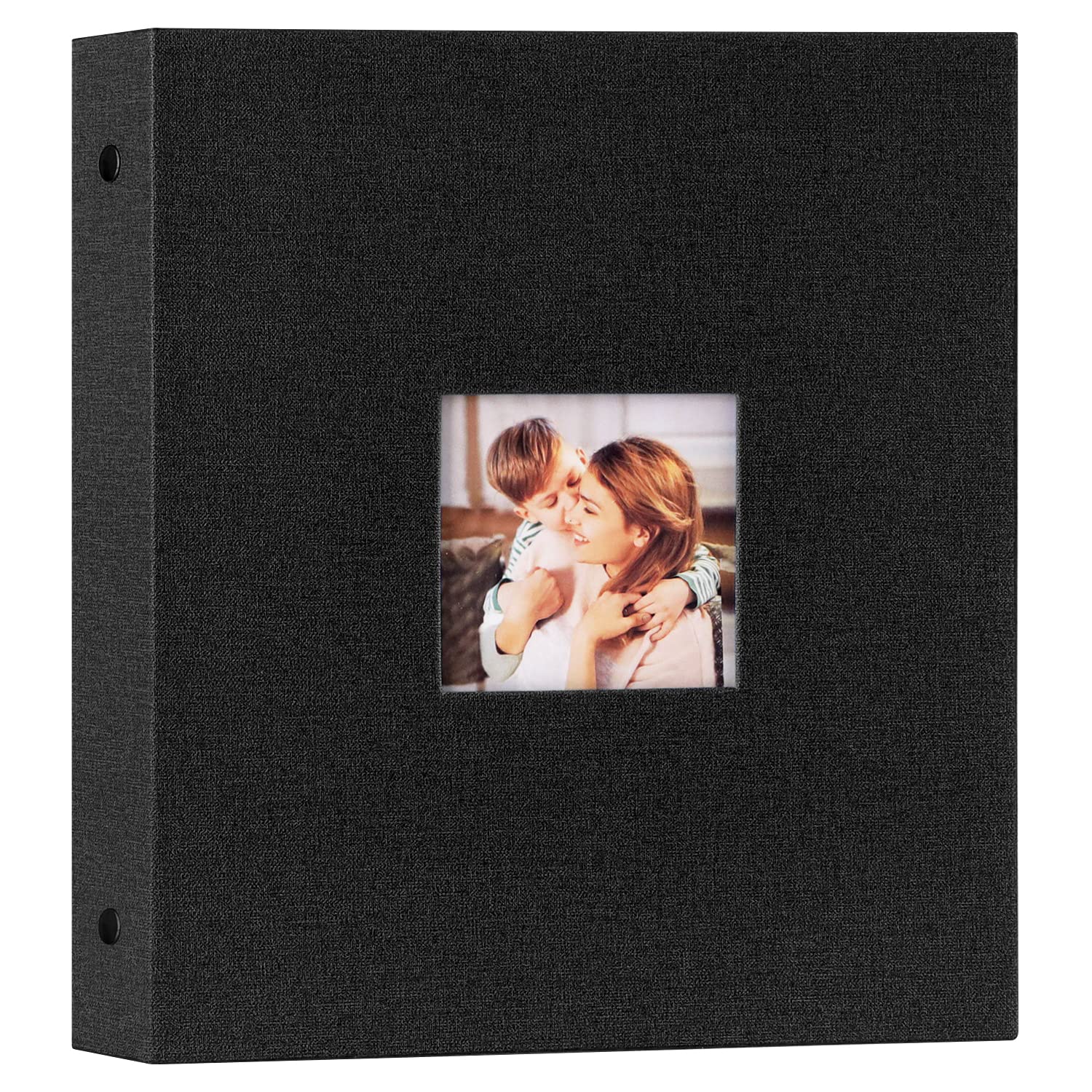 Lanpn Photo Albums 7x5 Pockets, Linen Slip in Top Loading Photo Album Holds 200 Portrait 13x18cm Pictures (Black)