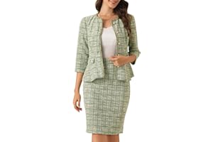 Allegra K Women's 2 Piece Tweed Skirt Set Suit Jacket Pencil Skirt Elegant Business Suits for Women 2025