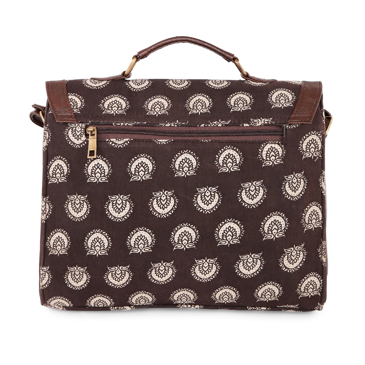 vivinkaa ethnic brown block print satchel