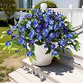 Hommyea Artificial Flowers for Outdoor, 2 Bundles UV Resistant Fake Plants Decoration Realistic Faux Silk Flowers No Fade Plastic Flowers for Outside Planters Home Porch Patio Yard Garden Decor