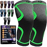 Herokoo 2 Pack Knee Braces for Running Knee Pain, Compression Knee Brace for Women & Men, Knee Sleeve, Sports Knee Braces for Meniscus Tear, ACL & Arthritis Pain Relief (Green, X-Large)
