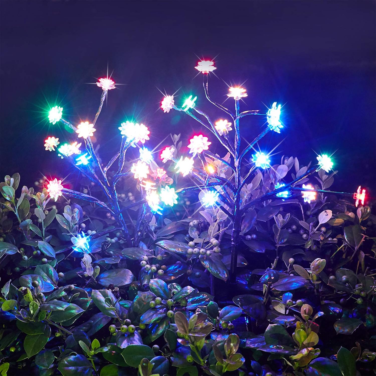 Outdoor Solar Garden Lights - Solar Stake Lights,Flower Decorative Lights with LED Light Stake, Multi-color Changing LED Garden Lights, outdoor decor,Yard Art,Garden Walkway Christmas Party 2Pack