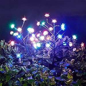 Outdoor Solar Garden Lights - Solar Stake Lights,Flower Decorative Lights with LED Light Stake, Multi-color Changing LED Garden Lights, outdoor decor,Yard Art,Garden Walkway Christmas Party 2Pack