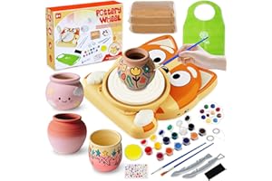 Innofans Pottery Wheel for Kids - Complete Pottery Wheel Kit for Beginners, Arts and Crafts for Kids Ages 8-12 with 3 Pack Air Dry Clay, Mini Clay Making Pottery Wheel with Foot Pedal (Dog, Patented)