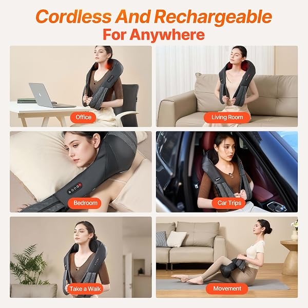ELOMOL NECK SHOULDER MASSAGER WITH HEAT – RECHARGEABLE BACK AND NECK MASSAGE PAIN RELIEF DEEP 5D TISSUE SHIATSU KNEADING MASSAGER FOR SHOULDER BACK LEG GIFTS FOR MOM DAD MEN WOMEN HER HIM