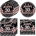 40 Pcs 30th birthday decorations for women,Black and Rose Gold Pink 30 Birthday Party Decoration for Her, Rose Gold Pink Vintage 1994 Happy 30 Birthday Table Centerpiece Party Supplies for Girls Women