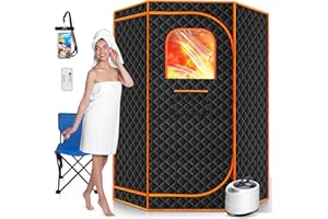 RELEXNOW Portable Steam Sauna for Home, Portable Sauna Box Full Body for Home with 9 Adjustable Heat Levels, Steam Sauna with 3L 1500W Steamer, Folding Chair, 99 Minute Timer