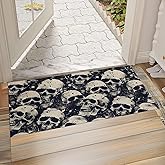 Skull Front Door Mat Outside Entrance, Indoor Door Mat, 17x29.5 in,Non-Woven Fabrics Non Slip Floor Doormat, Welcome Mats Entryway Rug Doormats for Kitchen Bedroom Living Room Decor Gifts