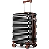 Ruausine 20-Inch Carry on Luggage,Carry-on Suitcase with Spinner Wheels and TSA Lock, 22x14x9 Airline Approved,Hardside Lightweight Travel Carry-on Luggage,Small Rolling Luggage (Black, 20 IN)