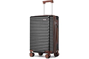 Ruausine 20-Inch Carry on Luggage,Carry-on Suitcase with Spinner Wheels and TSA Lock, 22x14x9 Airline Approved,Hardside Lightweight Travel Carry-on Luggage,Small Rolling Luggage (Black, 20 Inch)