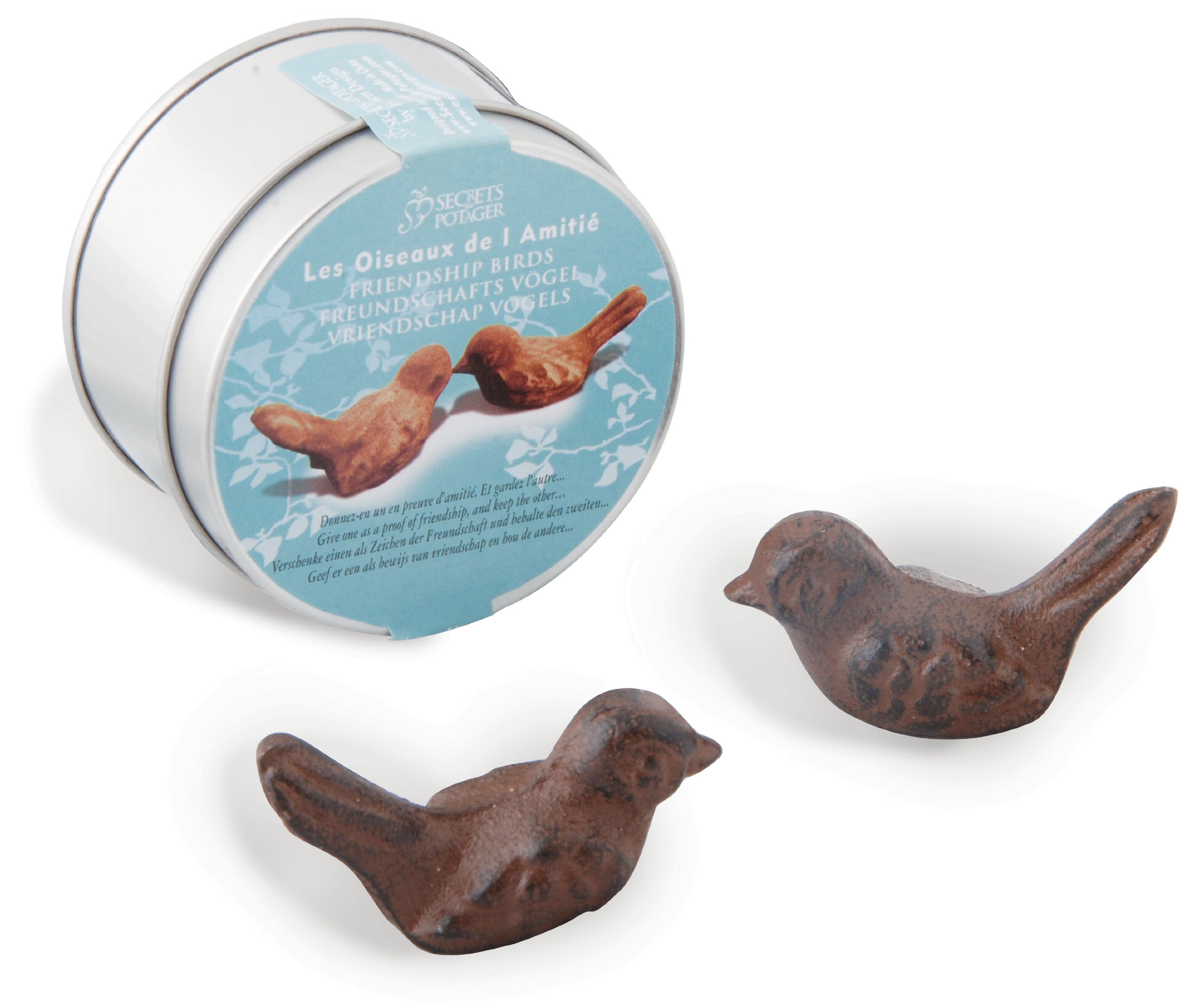 Fallen Fruits Friendship Birds Printed Round Tin, Braun