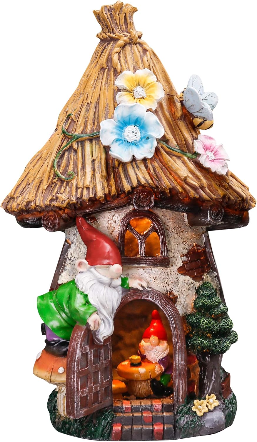 Gnomi Da Giardino TERESA'S COLLECTIONS – Set Di 2 Statue In Resina 34,5 Cm, Resistenti Alle Intemperie, Con Cartello BENVENUTO