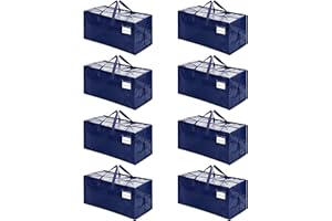 VENO 8 Pack Moving Bags w/Backpack Straps, Heavy Duty, Moving Boxes Alternative, Packing Supplies, Large Storage Totes for Dorm Room Essentials with Zipper for Clothes (Blue, 8 Pack)