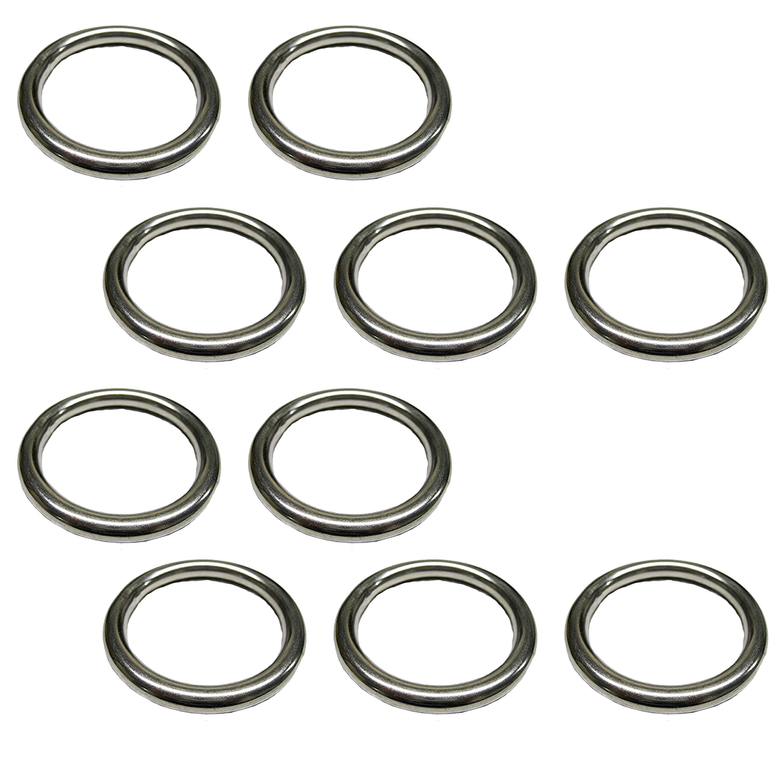 Stainless Steel O Ring Welded Marine Grade Polished Finish 3mm x 30mm - (pack of 10)