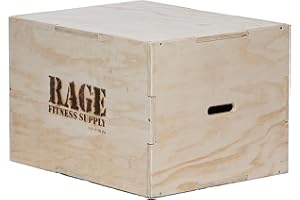 Rage Fitness 3 in 1 Wooden Plyo Box | 20"/ 24"/ 30" | Anti-Slip Plyometric Jump Box Perfect for Skipping, Jumping, Box Jump, Squats, Dips & More, Durable Step Up Box for Home Gym and Outdoor Workouts