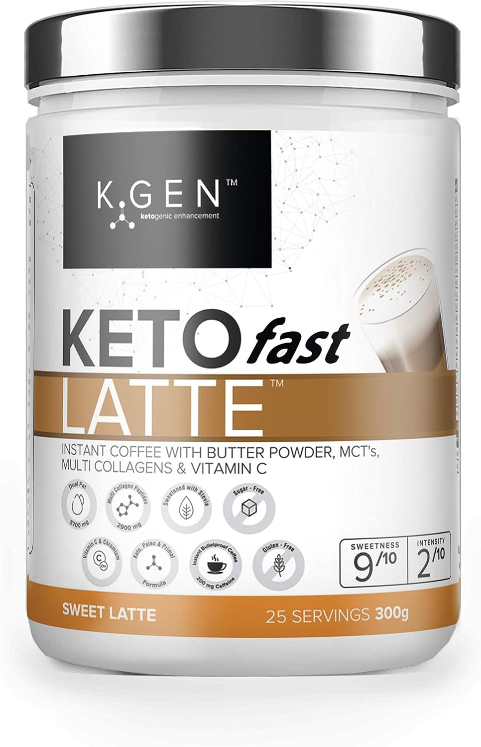 Instant Bulletproof Keto Coffee Creamer UK Made Collagen Latte, 300 g (Pack of 1)