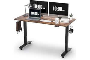 Monomi Electric Standing Desk, Height Adjustable Desk 55x 28 Inches, Ergonomic Home Office Sit Stand Up Desk with Memory Preset Controller (Black Frame/Rustic Brown Top)