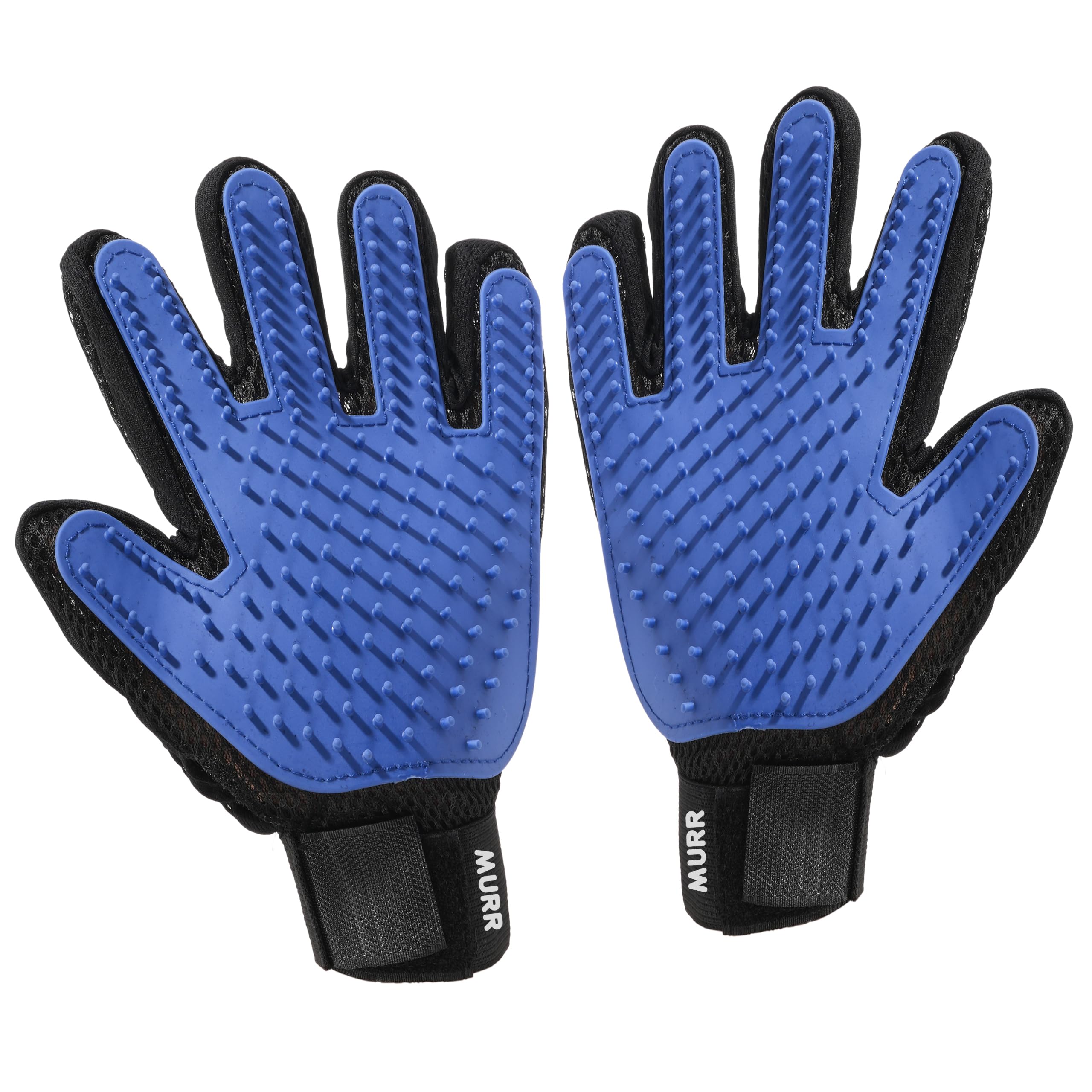 murr Silicone Pet Grooming Glove, Cat & Dog Grooming Glove for Deshedding, Bathing, & Hair Removal – Rubber Brush for Pet Hair – Cat, Dog, Rabbit & Horse Grooming - Blue
