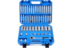 ZOMIYU 50PCS Strut Nut Socket Set Shock Absorber Socket Suspension Strut Top Mount Nut Removal Tool Suspension Strut Spreader Tool with Ratchet Adaptors