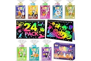 FEREDO KIDS Halloween Party Favors for Kids Bulk: 24 Pack Rainbow Scratch Art Notebook Bulk Scratch Art Party Favors Girls Boys Birthday Party Favors Classroom Prizes Gifts