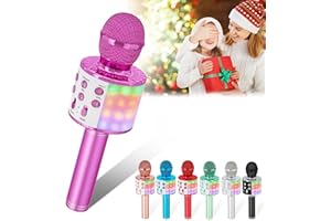 Verkstar Karaoke Microphone, 5-in-1 Wireless Bluetooth Karaoke Mic for Adults Kids, Handheld Mics Speaker with LED Lights,Christmas Birthday Gifts for All Ages