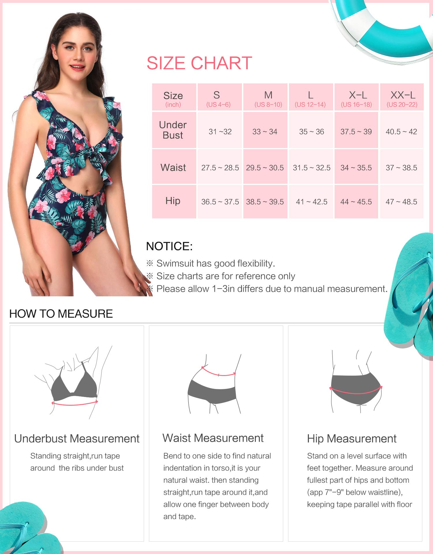 Verano Playa Women High Waisted Cutout One Piece Swimsuit Ruffle Printed Monokini with High Leg Cut Bathing Suit