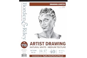 Borden & Riley 14" x 17" #116 Artist Drawing Paper Pad, 147 GSM/90 LB, 40 White Sheets, 1 Pad Each (116P141740)