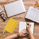 Lefute A6 Notebooks Pocket Notebook Hardback 160 Pages Yellow PU Leather view 7