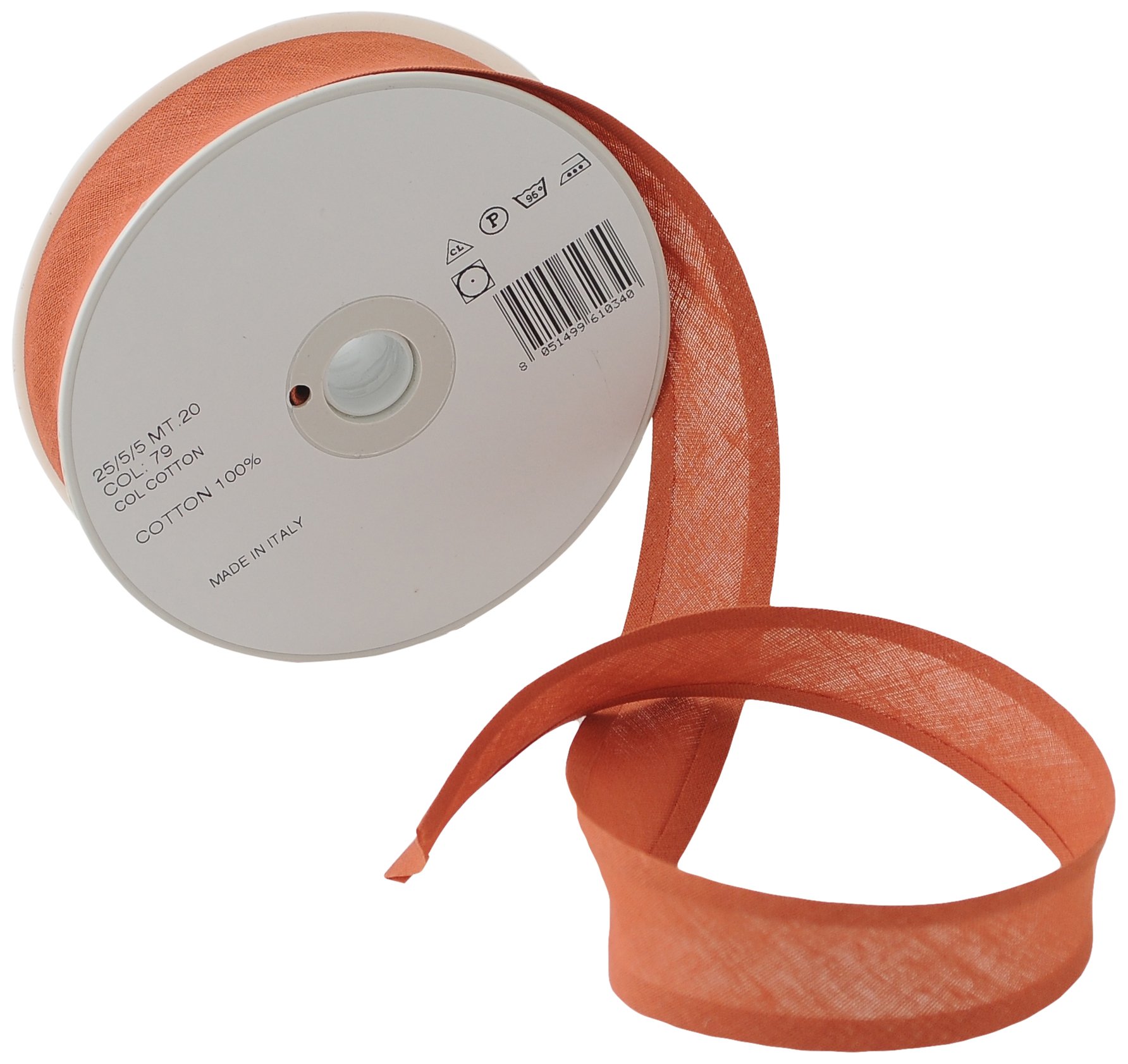Trimz 25/5/5 mm Cotton Bias Binding, Rust 79 – Double‑Fold Sewing Tape for Quilting, Dressmaking & DIY Crafts