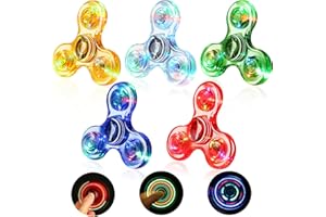 SCIONE 5 Pack LED Light Up Fidget Spinners,Glow in The Dark Sensory Toys for Kids,Fidget Stress Toys for Anxiety Relief,Party Favors,Classroom Prizes,Stocking Stuffers