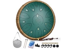 Steel Tongue Drum, 13 Inches 15 Notes Tongue Drum, Steel Drums for Adults, Steel Pan Drum Song Book, Hand Pan Drum Mallets, H